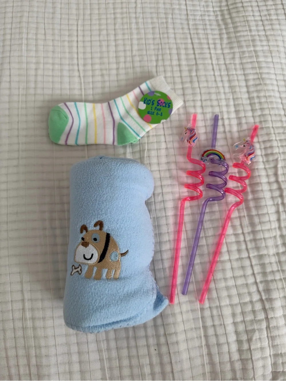 Baby Blanket Bundle w/ Socks & Straw Accessories NWT